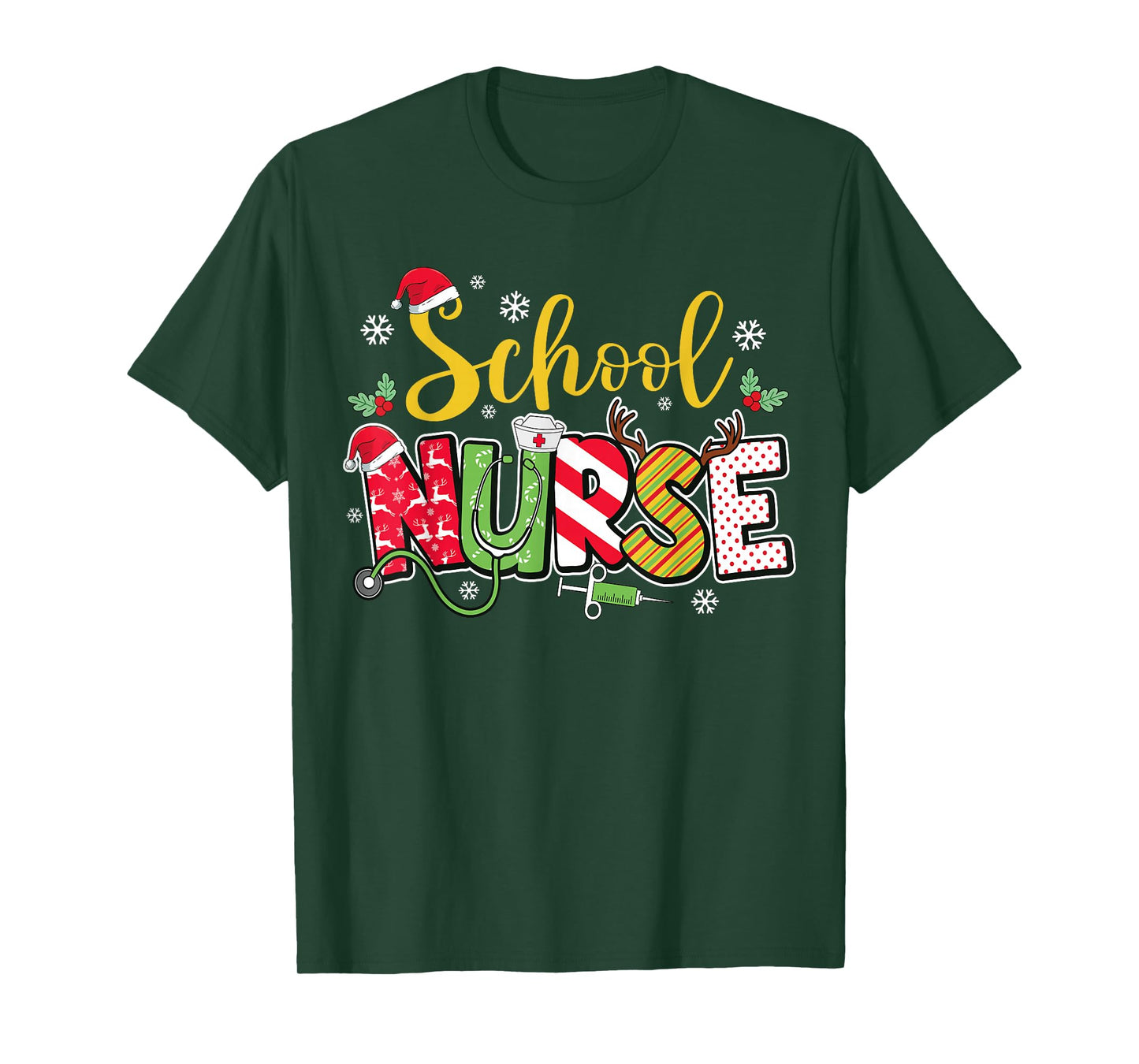 School Nurse Christmas Cute Xmas Nursing Holiday T-Shirt