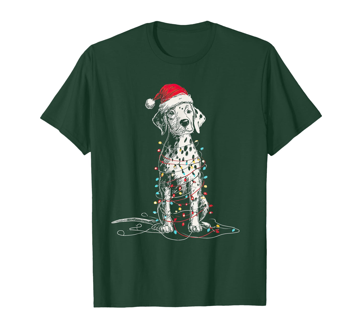 Funny Dalmatian Christmas Graphics Dog Lights Lover Owner T-Shirt