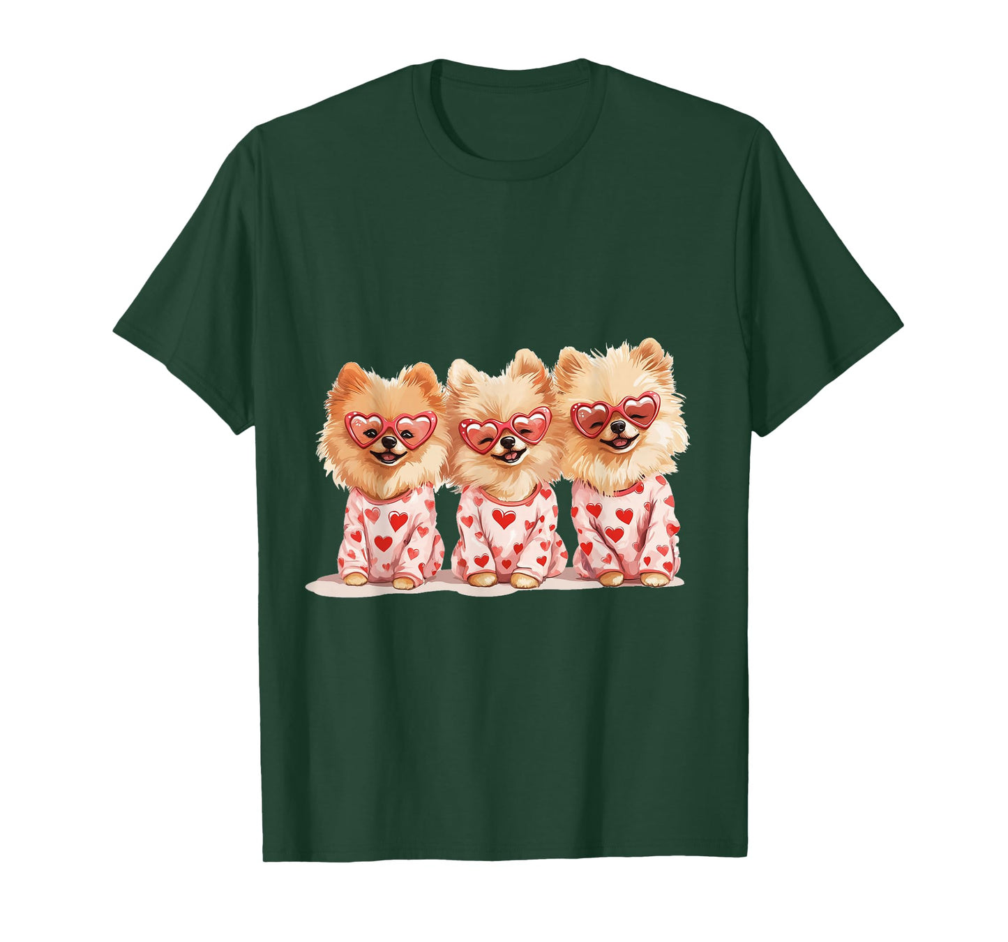 Cute Valentine Pomeranian Dogs Heart Sunglasses Love Pajamas T-Shirt
