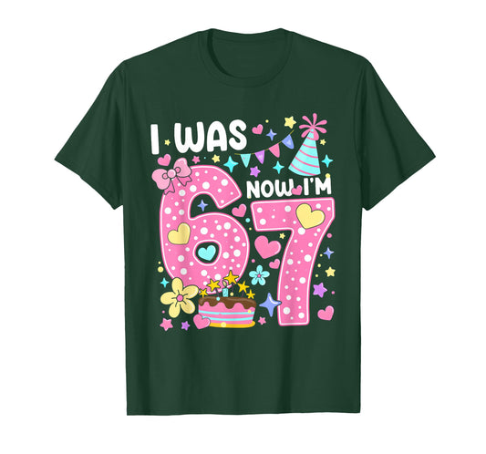 7 Year Old Birthday I was 6 Now I'm 7 67 Funny Kids Girls T-Shirt