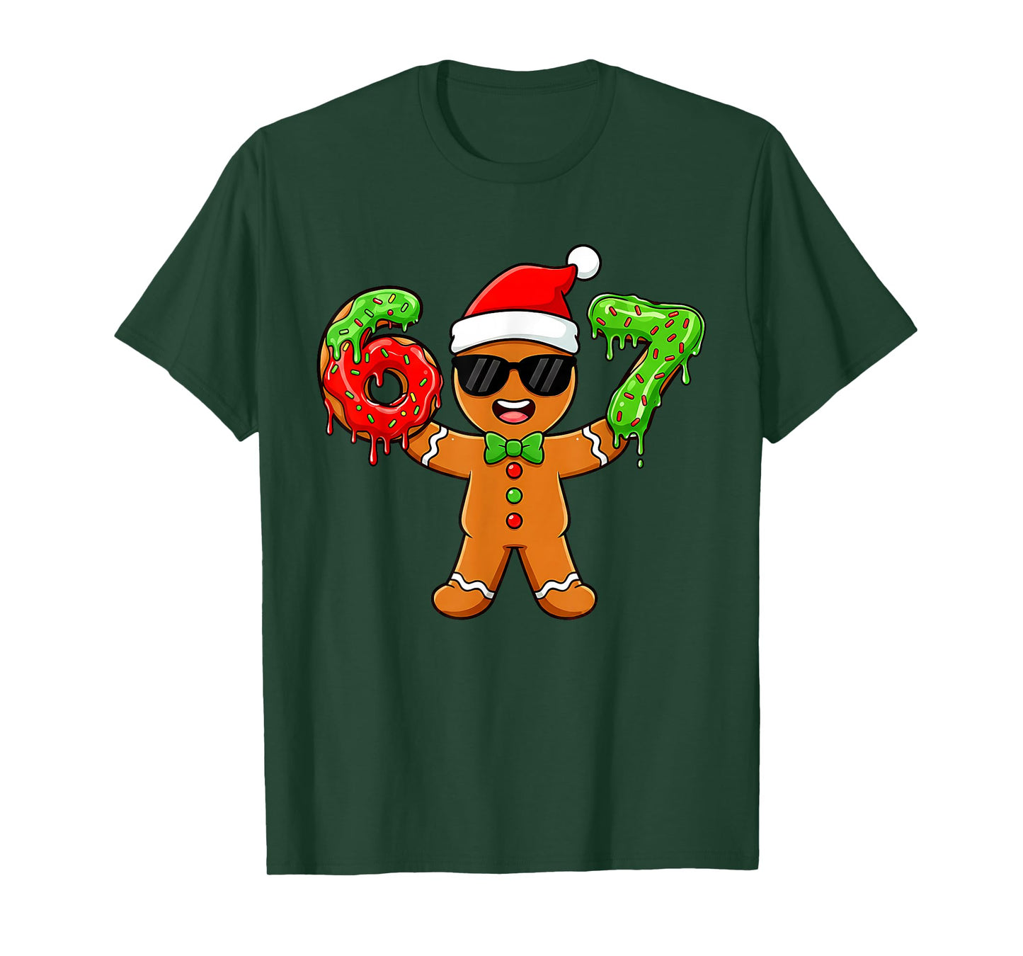 Gingerbread Six Seven 67 Meme 6 7 Funny Christmas Boys Kids T-Shirt