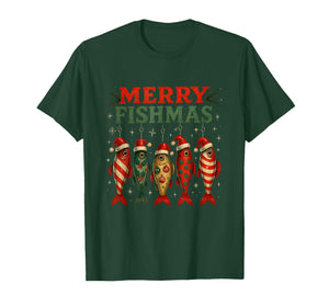 Merry Fishmas Funny Fishing Christmas Design T-Shirt
