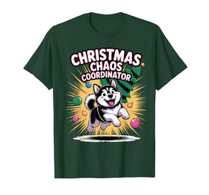 Christmas Chaos Coordinator Funny Christmas Alaskan Malamute T-Shirt