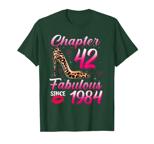 Chapter 42 Fabulous Since 1984 Leopard Queen Birthday T-Shirt