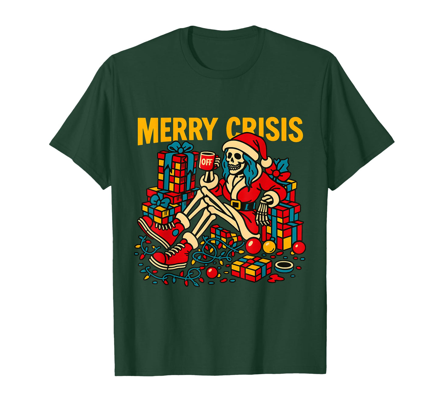 Merry Crisis Funny Skeleton Christmas T-Shirt