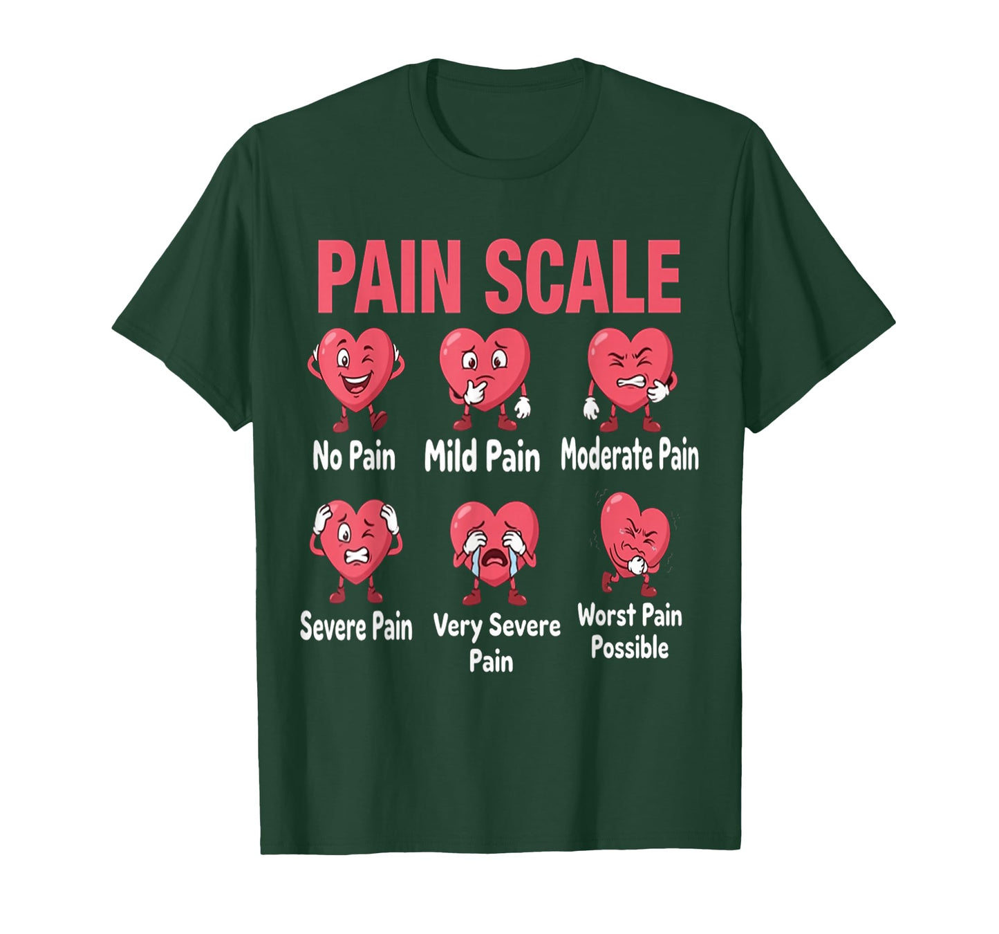 Funny Pain Scale Nurse Valentines Nurses Heart RN ER Nursing T-Shirt
