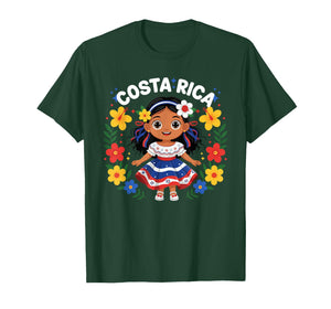 Costa Rica Costa Rican Girl Traditional Dress Flowers T-Shirt