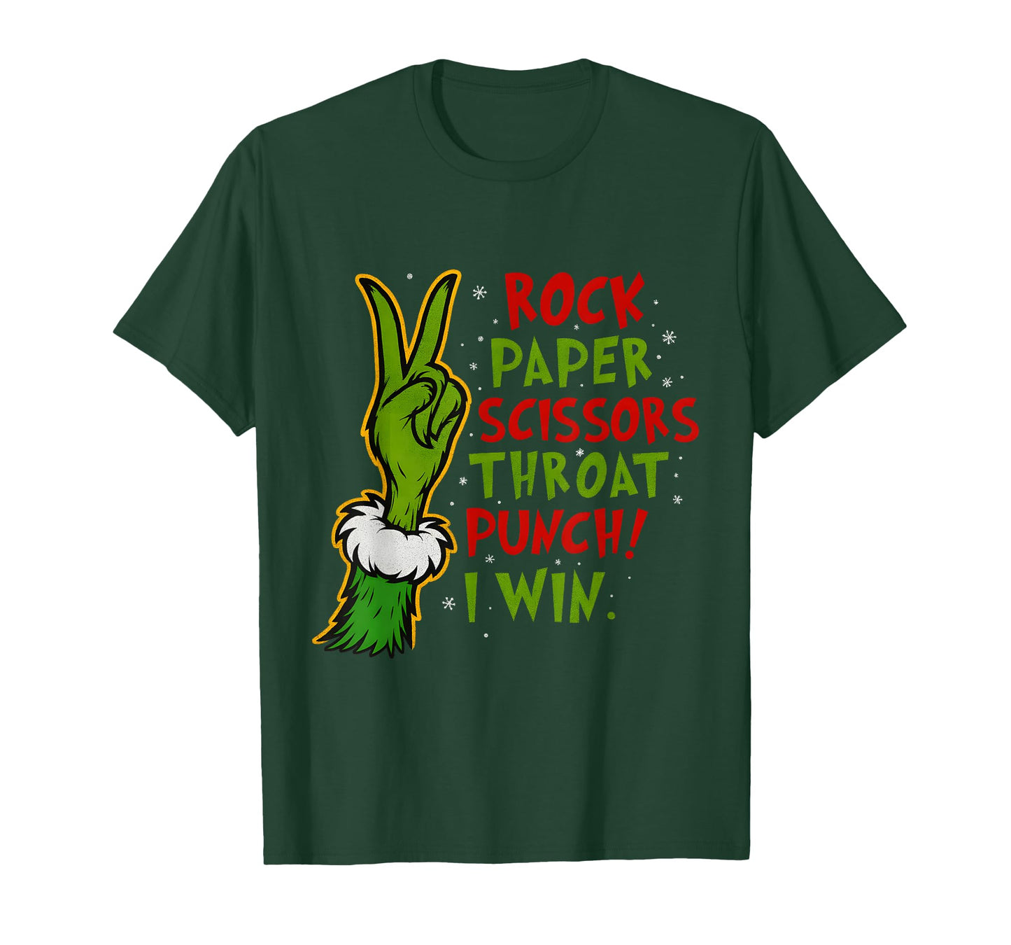 Funny Rock Paper Scissors Throat Punch Holiday Joke T-Shirt