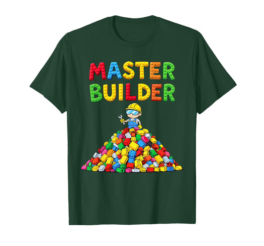 Master Builder Graphic Brick Lover Block Building Toys T-Shirt