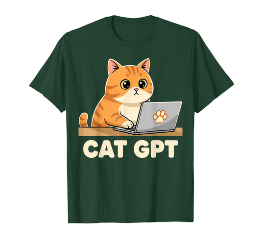 Cat GPT Cute Kitten Pun Funny Graphic T-Shirt