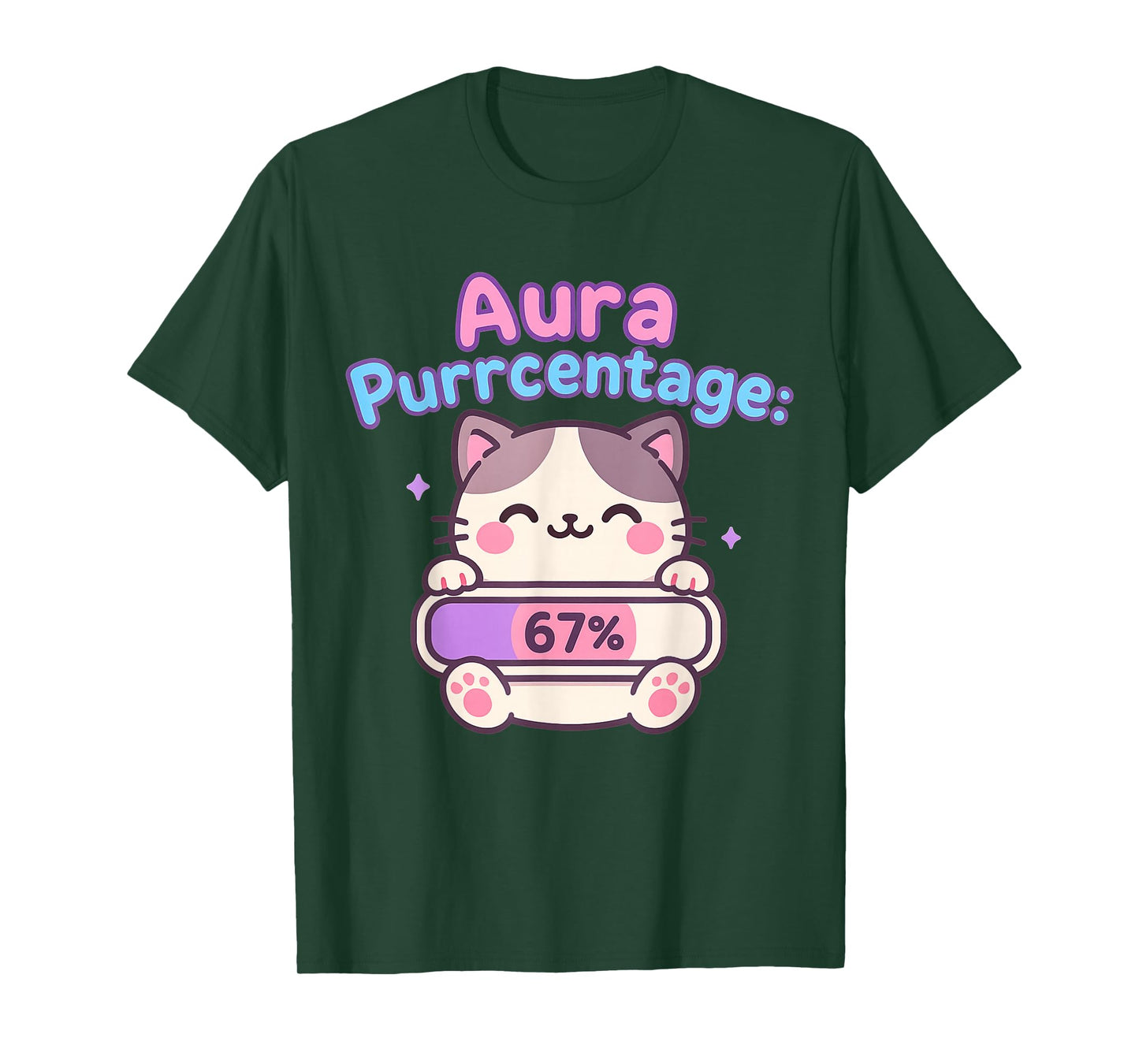 67 Funny Cat Aura Energy at Six Seven Meme Gen Z Alpha T-Shirt