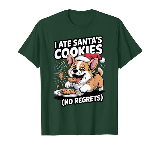 I Ate Santas Cookies Xmas Puppy Funny Christmas Welsh Corgi T-Shirt