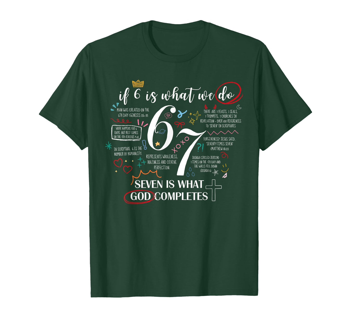 Funny What God Completes 6 7 Meme Jesus Christian Bible T-Shirt