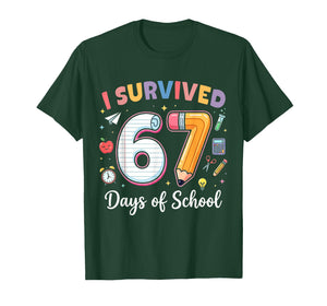 I Survived 67 Days of School Funny Meme Teacher Student Kids T-Shirt
