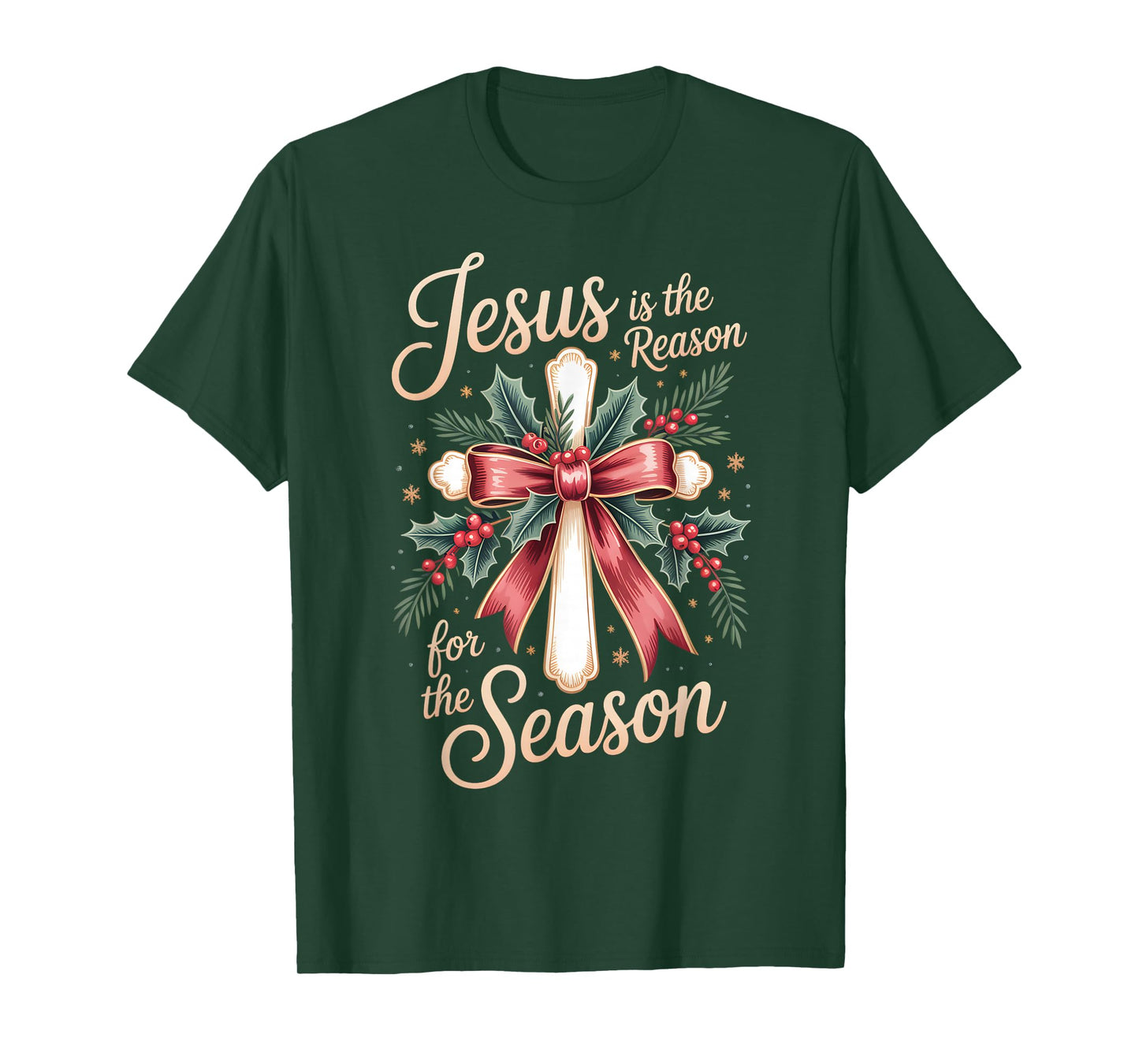 Jesus is The Reason Cross Retro Christian Christmas T-Shirt
