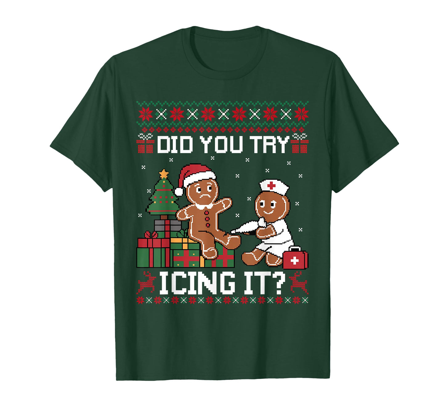 Retro Nurse Christmas Gingerbread Ugly Sweaters T-Shirt