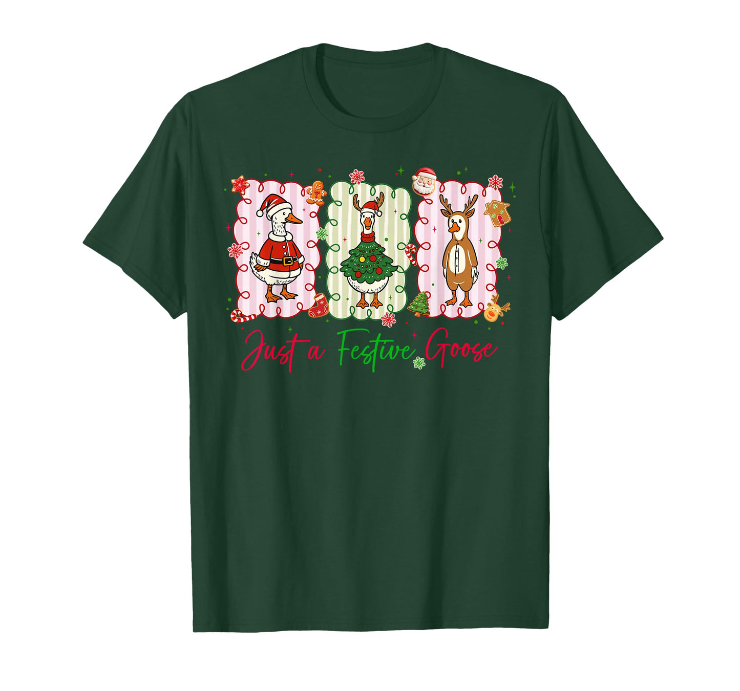Just A Festive Goose Christmas Holiday Funny Silly Goose T-Shirt