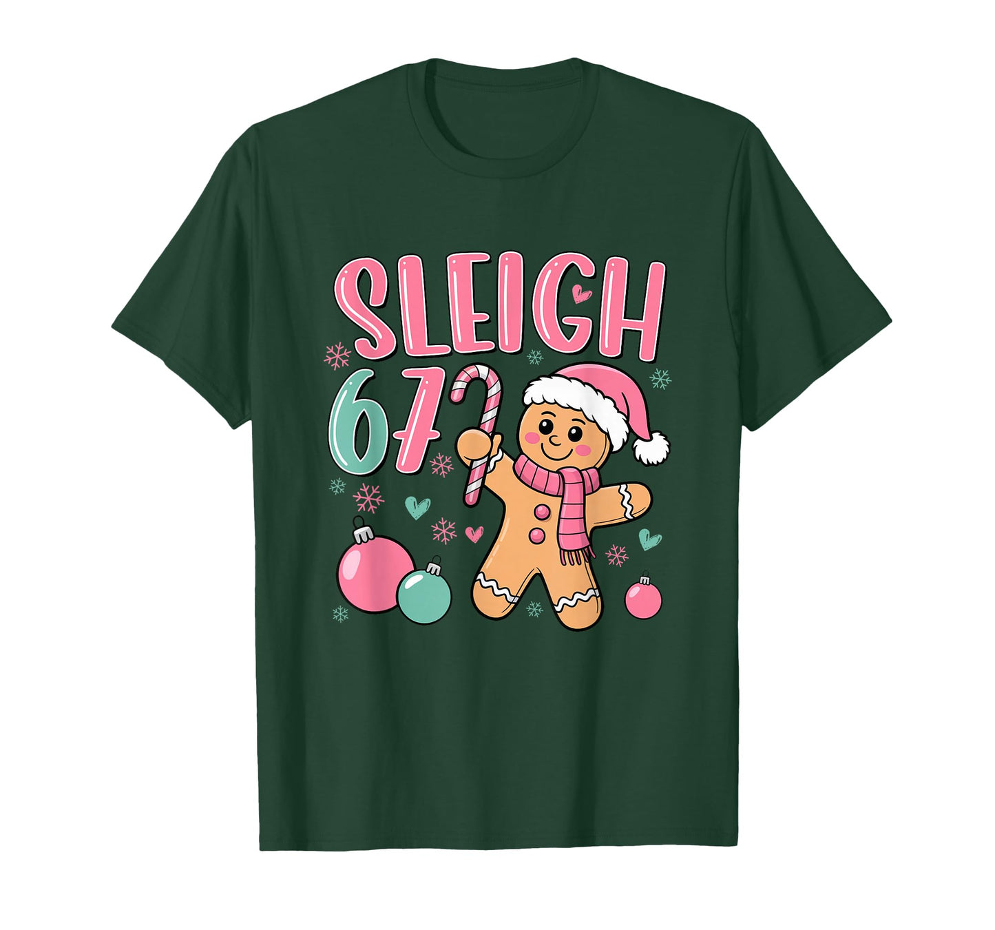 Sleigh 67 Gingerbread Christmas Six Seven Meme Viral Number T-Shirt