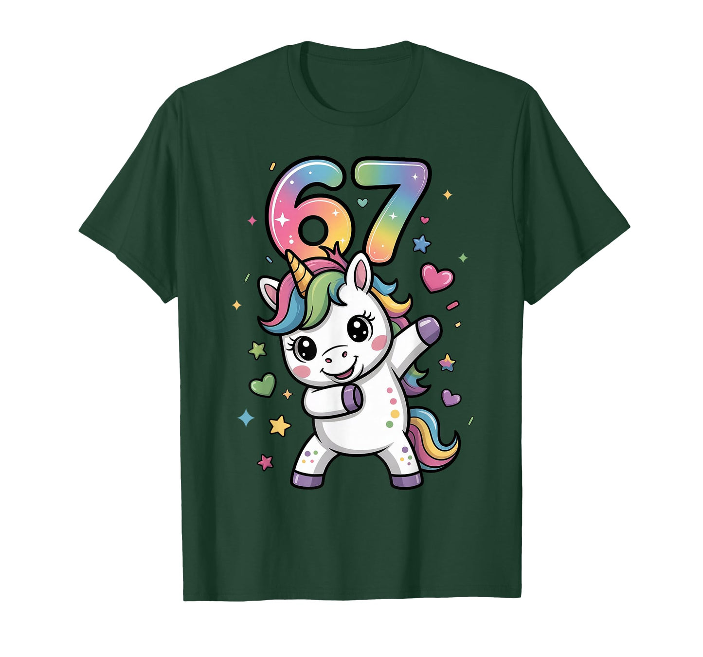Viral 67 Unicorn Meme Girls 6 7 Six Seven Brainrot 6-7 Funny T-Shirt