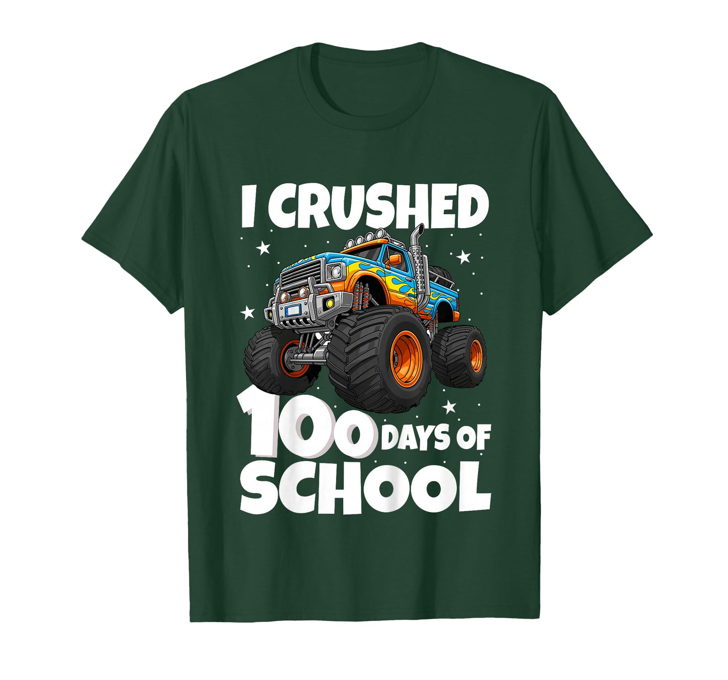 Kids I Crushed 100 Days of School Monster Truck 100 Days Smarter T-Shirt