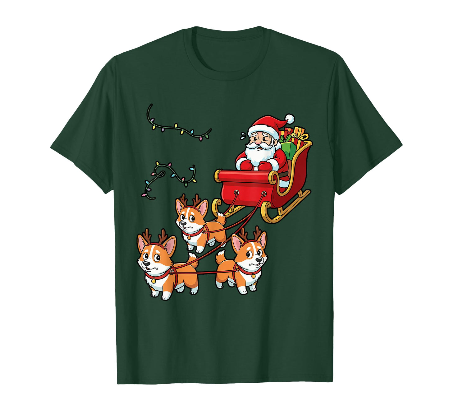 Dog Christmas Outfit, Corgi Christmas Santa Sleigh T-Shirt