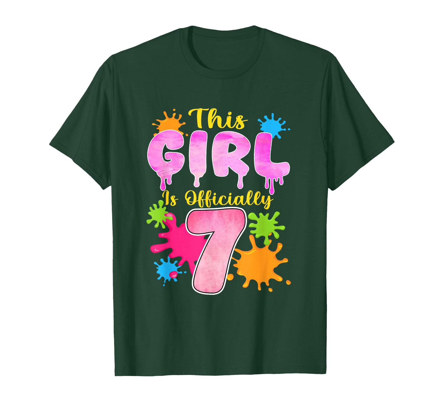 This Girl is Officially 7 Year Old Slime Themed 7th Birthday T-Shirt