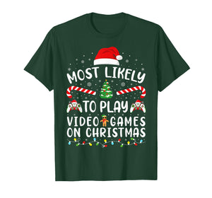 Most Likely to Play Video Games Xmas Family Matching Tree T-Shirt