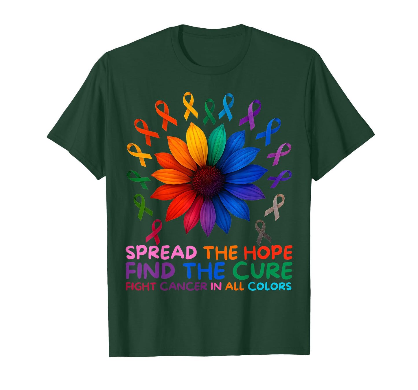 Fight Cancer in All and Every Color Ribbons Flower T-Shirt