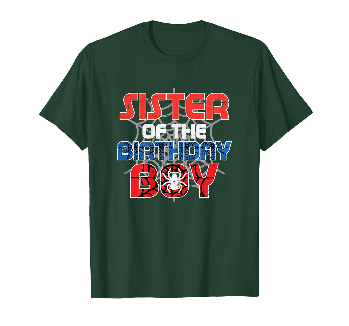 Sister of Birthday Boy Spider Family Bday Party Girls Kids T-Shirt