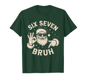 Bruh 67 Christmas Santa Six Seven 6 7 Boys Christmas Pajamas T-Shirt