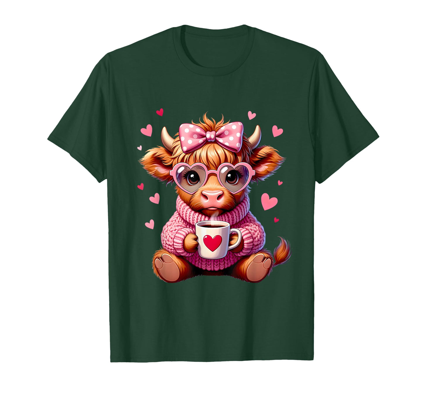 Highland Cow Cute Adorable Highland Cow Girl Graphic T-Shirt