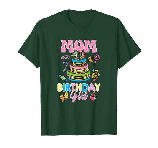 Mom of Birthday Girl Cake Bday Party Family Matching Women T-Shirt