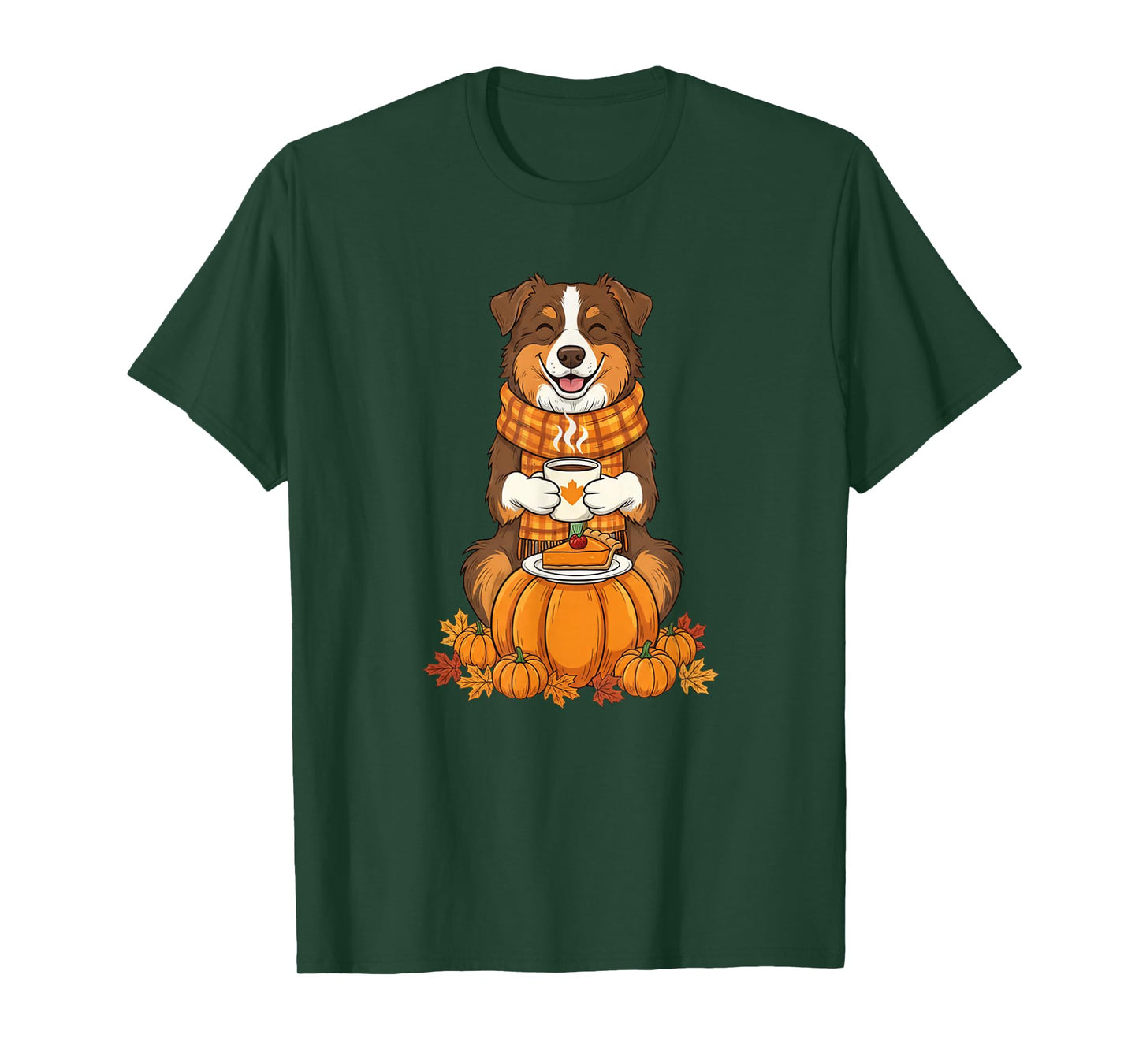 Australian Shepherd Autumn Thanksgiving Womens Mens Kids T-Shirt