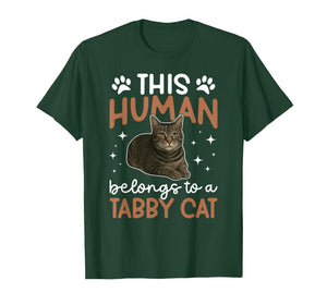 Human Belongs to Gray Tabby Cat Owner Grey Tabby Cat Lover T-Shirt