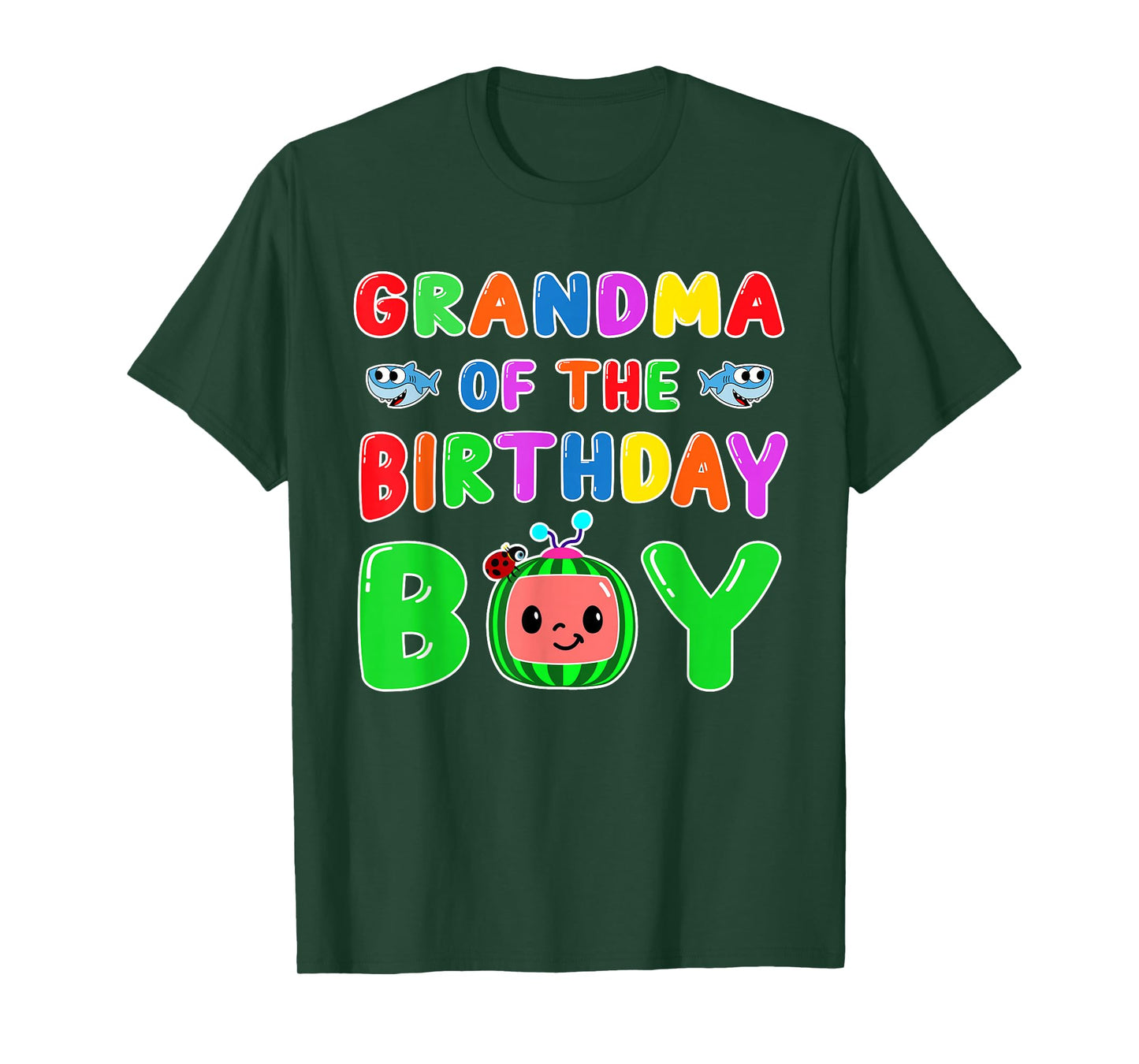 Grandma of The Birthday Boy Funny Melon Family Matching T-Shirt