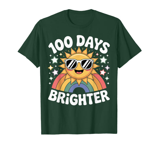 100 Days Brighter Cute Rainbow Sunshine School Design T-Shirt