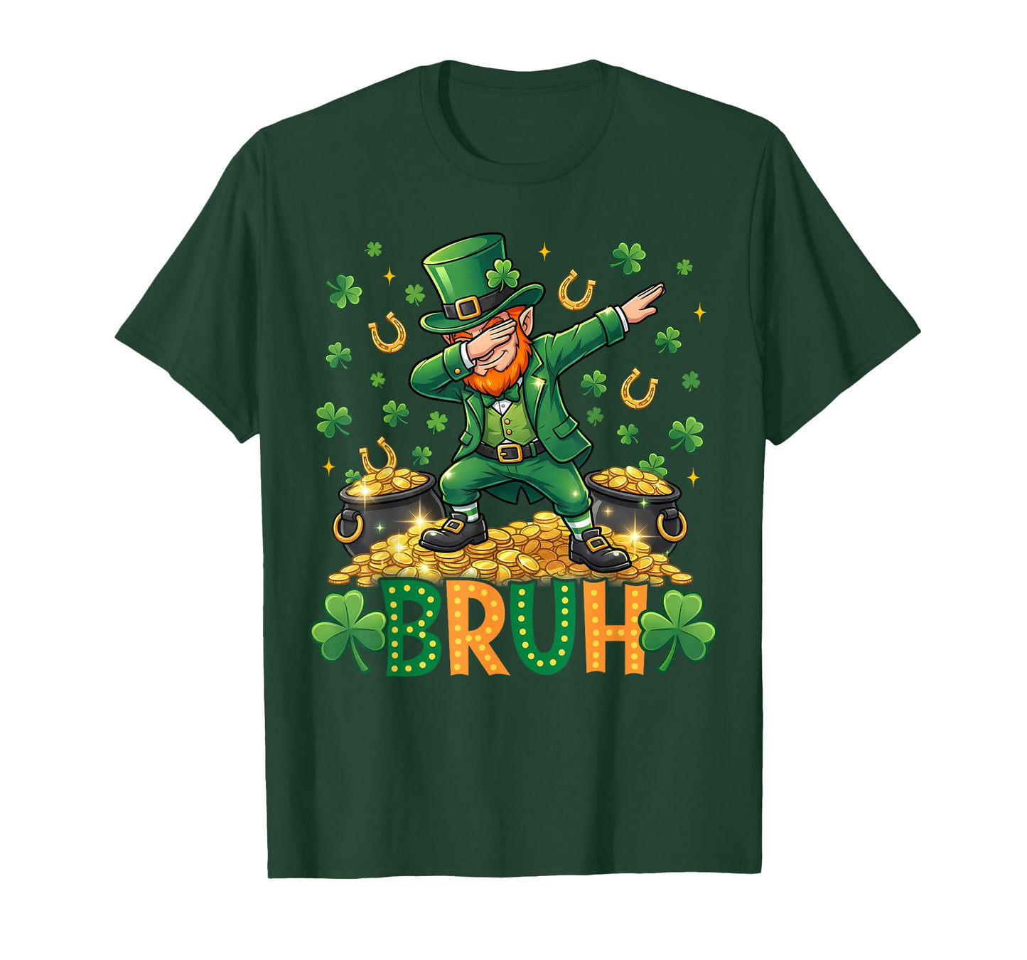 Bruh Dab Leprechaun Funny Kids Boys Mens St Patrick Day T-Shirt