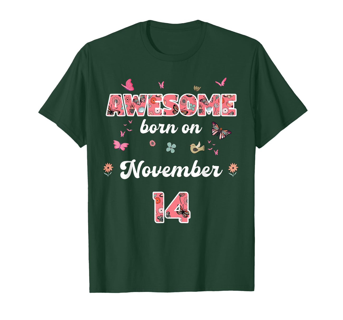 Queen Born in November 14 Flowers 14th November Birthday T-Shirt