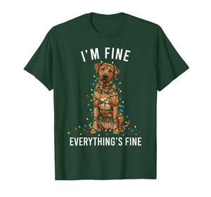 Rhodesian Ridgeback Christmas I'm Fine Everything is Fine T-Shirt