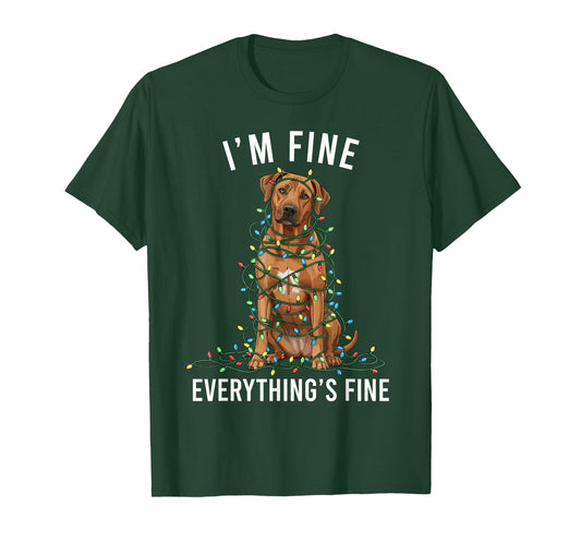 Rhodesian Ridgeback Christmas I'm Fine Everything is Fine T-Shirt