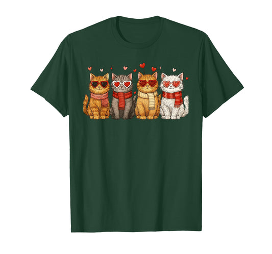 Happy Meowentines Cute Cat Valentine Funny Hearts Women Girl T-Shirt