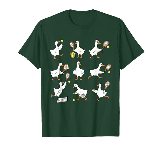 Cute Goose Playing Tennis Player Sports Coach Game Day T-Shirt