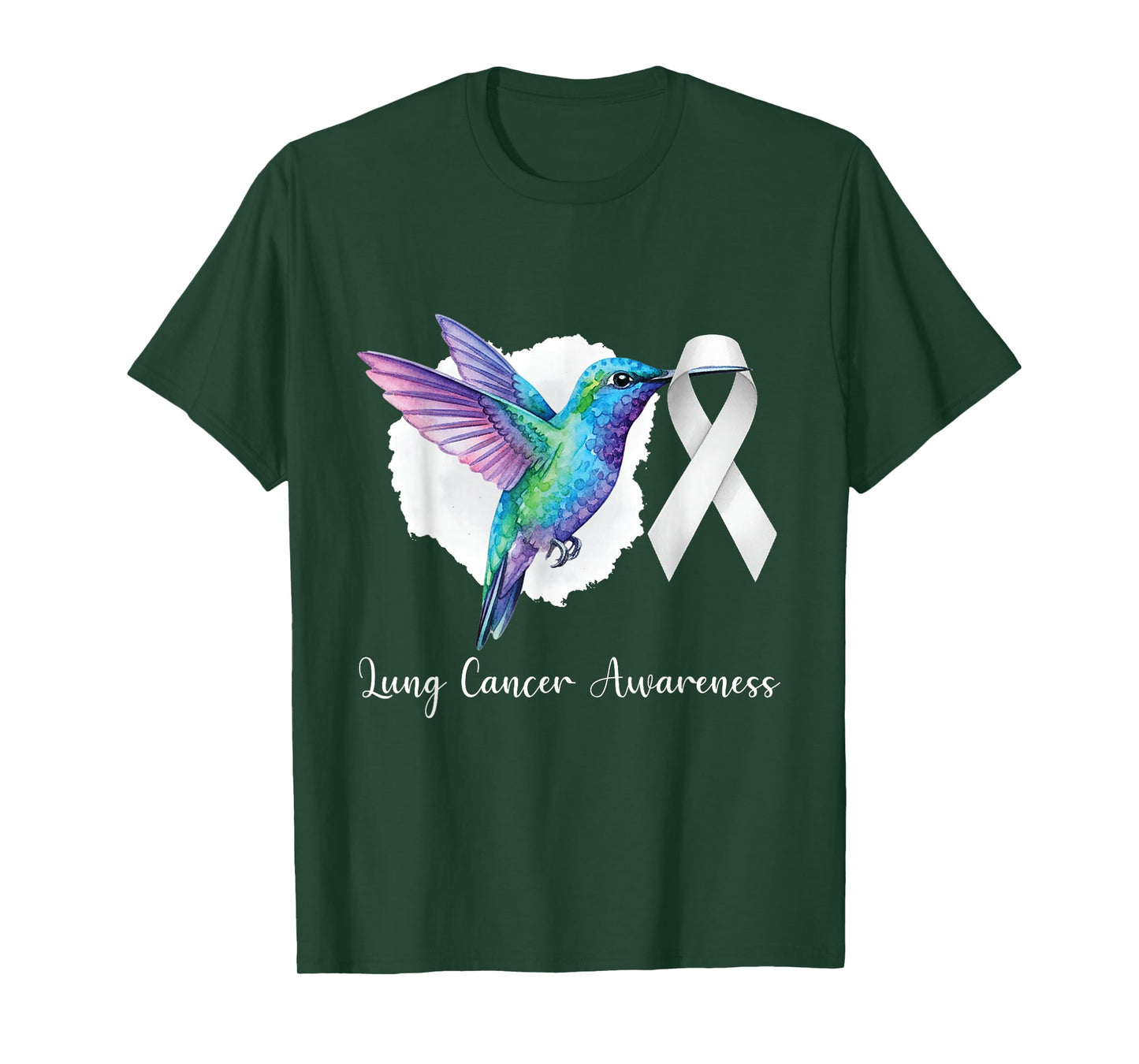 White Ribbon Lung Cancer Survivor Bird Lung Cancer Awareness T-Shirt