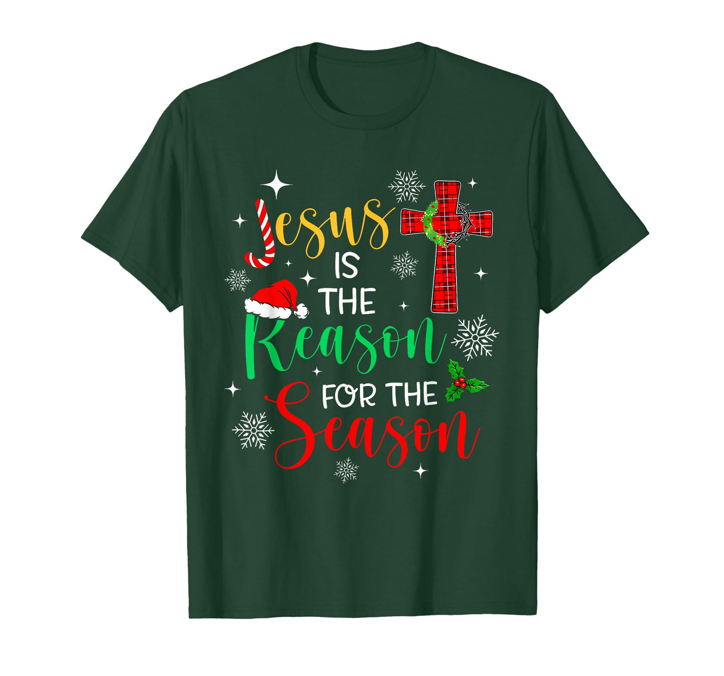 Jesus is The Reason for The Season Christmas Xmas Candy Cane T-Shirt