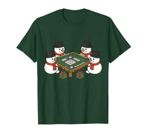 Snowman Playing Mahjong Funny Spooky Ghost Halloween Costume T-Shirt