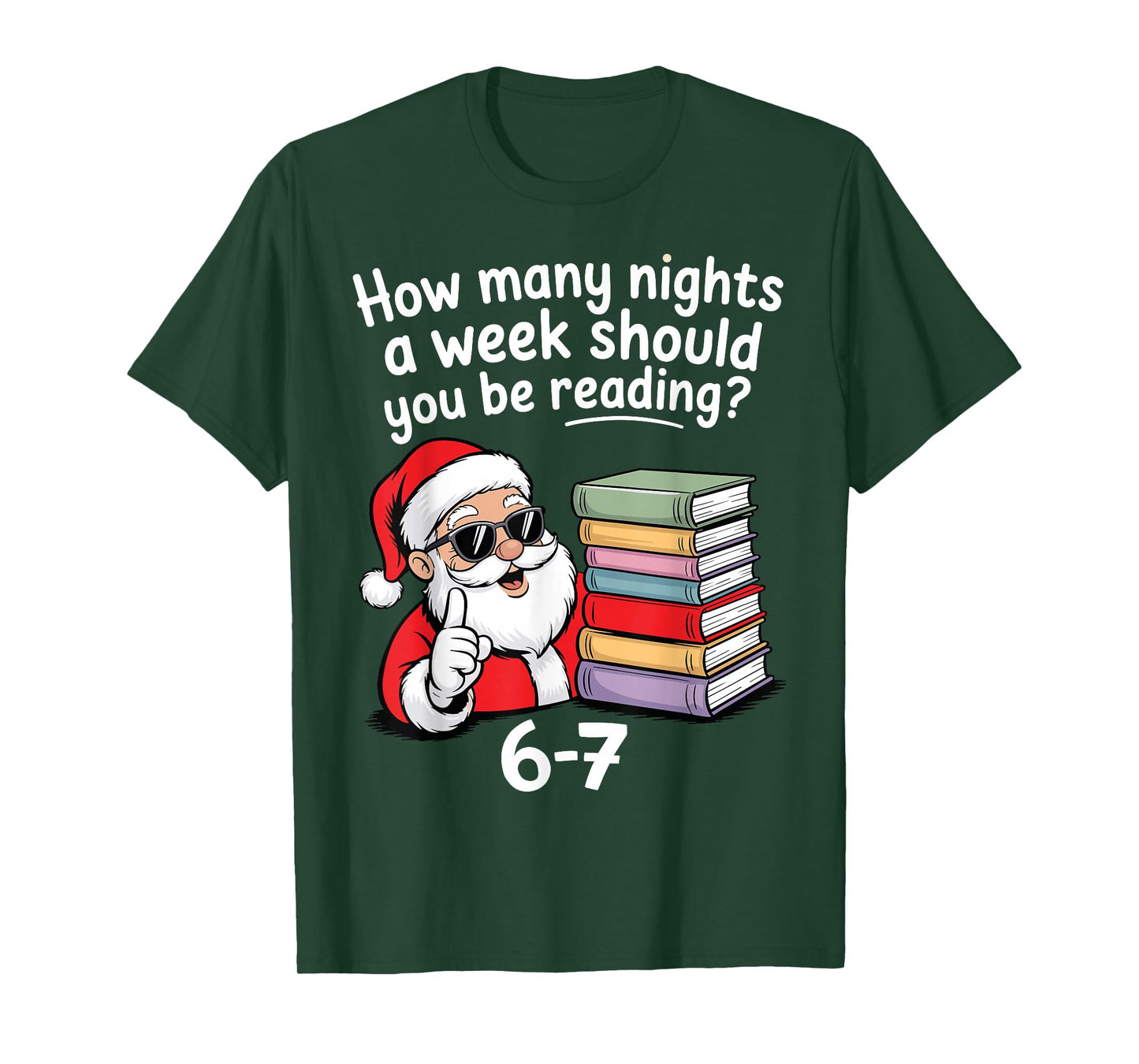 How Many Nights Reading Teacher 67 Christmas Six Seven Santa T-Shirt