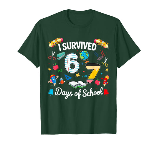 I Survived 67 Days of School Teachers Students Boy Girl Kids T-Shirt