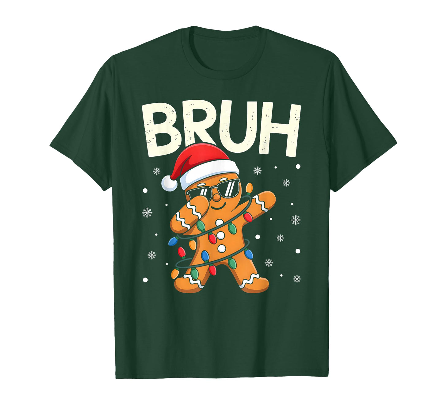 Bruh Christmas Gingerbread Boys Teens Kids Xmas Pajamas T-Shirt