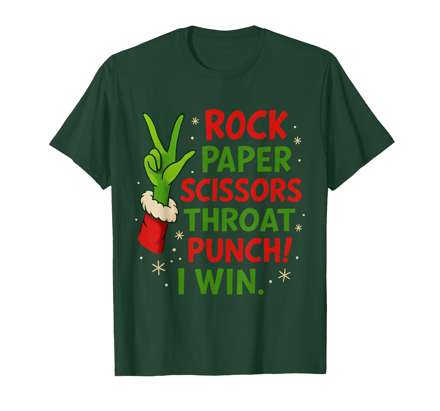 Funny Christmas Rock Paper Scissors Throat Punch T-Shirt