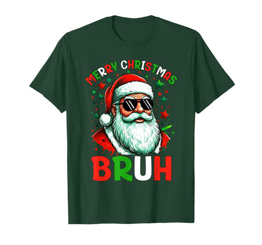 Bruh Christmas Teens Boys Kids Christmas Santa Cluas T-Shirt